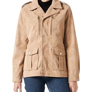 Desigual WoMens Casual Jacket, Brown, Small US Tan Jacket Straight Cut New Tags